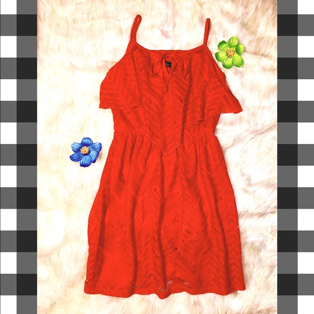 NWT orange mini sundress with ruffle